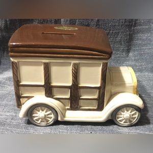 Otagiri "Woody" Truck Car Coin Bank Ceramic Handpainted Made In Japan 1980